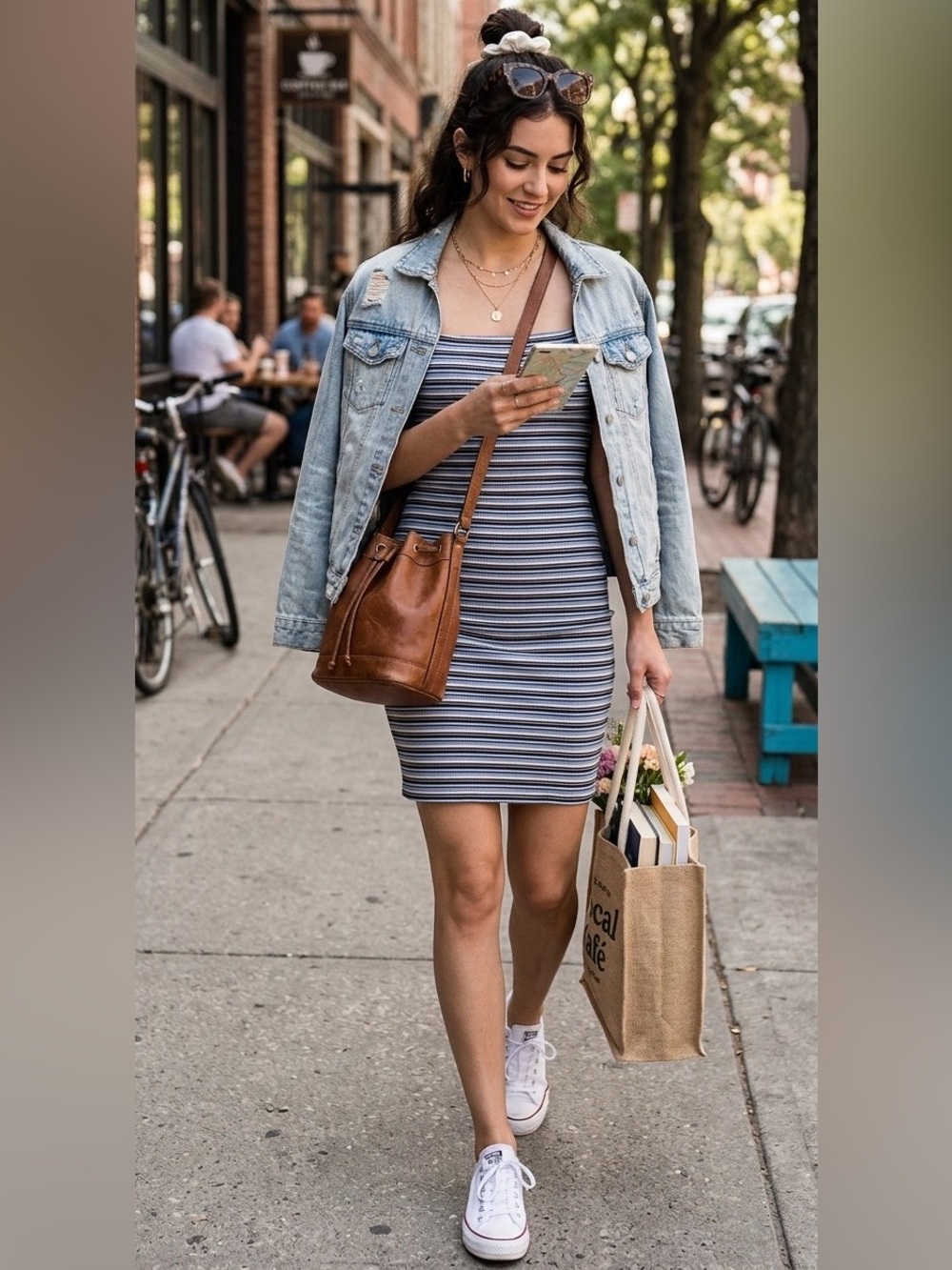 Hollister Y2K style sun dress striped size medium